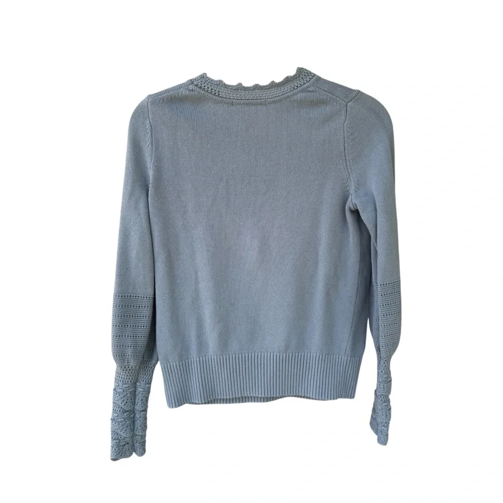 Boden Blue Knit Sweater with Scalloped Edges, Size 6, EUC - Picture 2 of 9